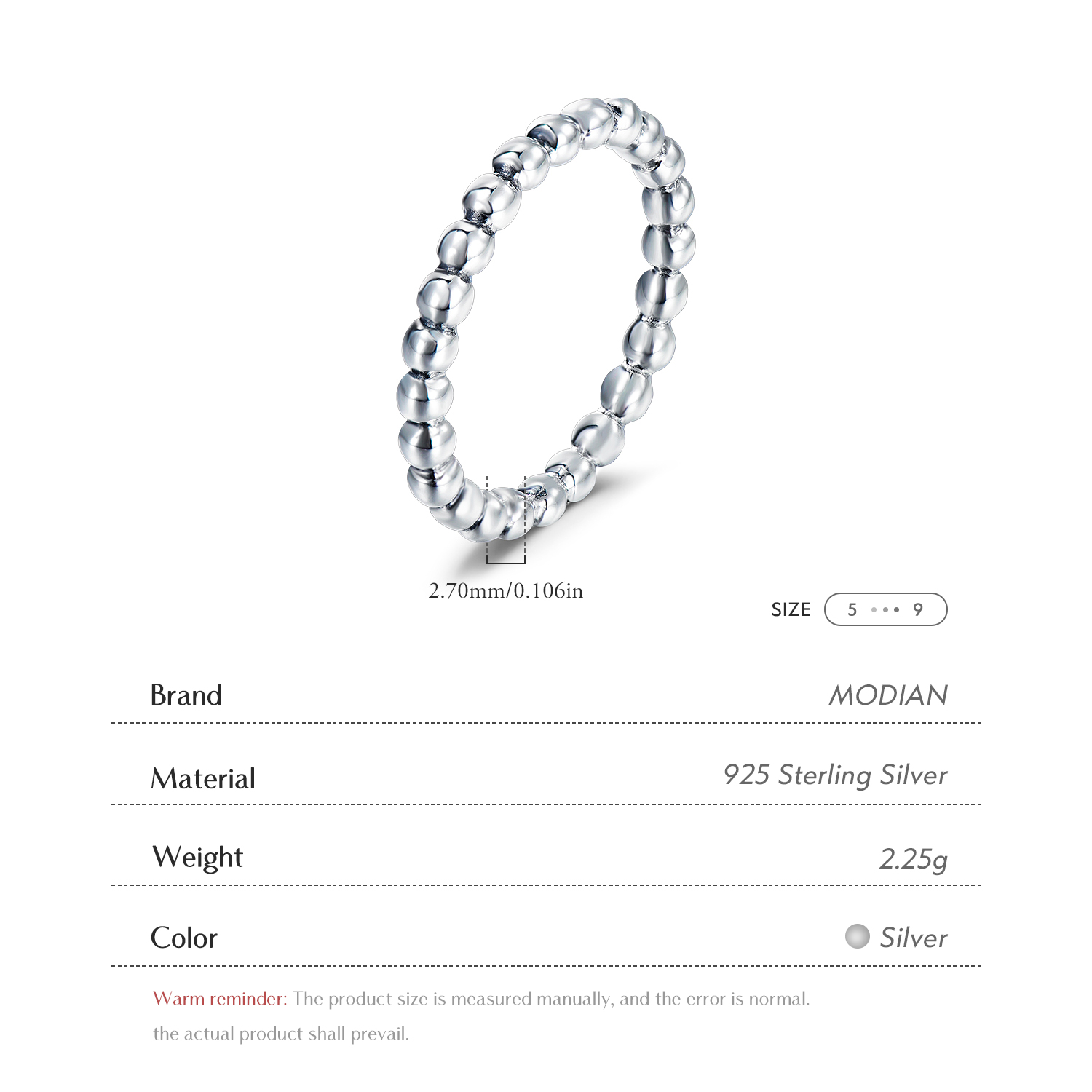 Modian-Anillo de Plata de Ley  - Minimalist Ring Stackable reseña y precio
